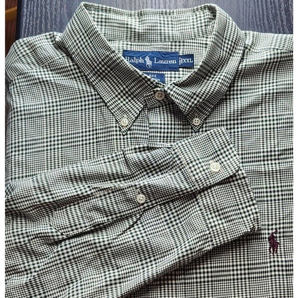 Ralph Lauren Other - Ralph Lauren Big Shirt Button Down‎ Blake White Green Plaid Logo Mens XXL
